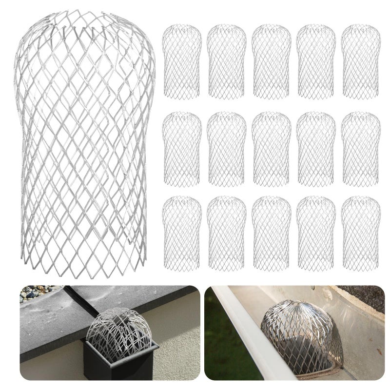 CAPHONT Gutter Guard 16 Pack, Gutter Downspout Guard 3.5 Inch Adjustable Aluminum Leaf Filter Strainer Gutter Guards Mesh Preventing Blockage Leaves Debris - Image 1